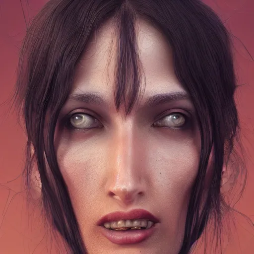 Image similar to the head of an extremely beautiful ugly woman, highly detailed, digital painting, artstation, octane render, sharp focus, illustration