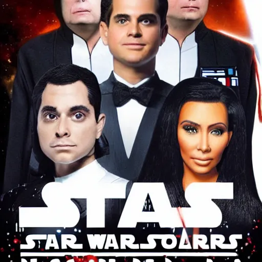 Image similar to super detailed star wars movie poster with ben shapiro, snooki and kim kardashian, 8k full HD photo, cinematic lighting, anatomically correct, oscar award winning, action filled, correct eye placement,