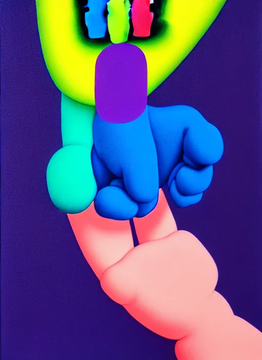 Image similar to hand holding a piece of paper by shusei nagaoka, kaws, david rudnick, airbrush on canvas, pastell colours, cell shaded, 8 k,