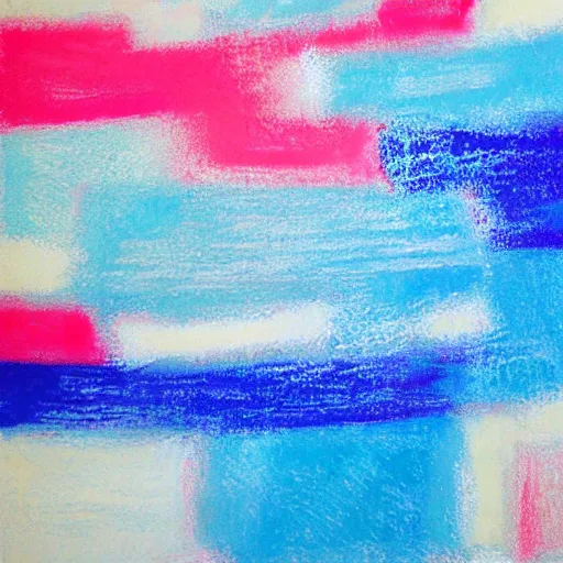 Image similar to abstract oil pastel blue, pastel white, pastel pink painting