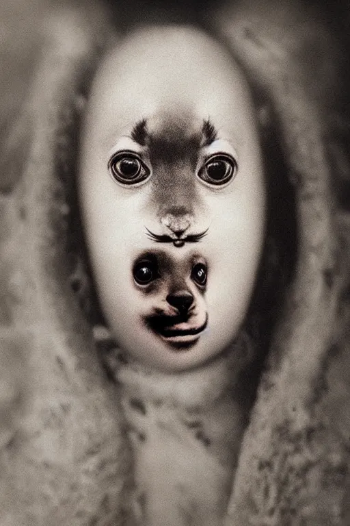 Prompt: “baby harp seal with face tattoos, portrait by Lee Jeffries”