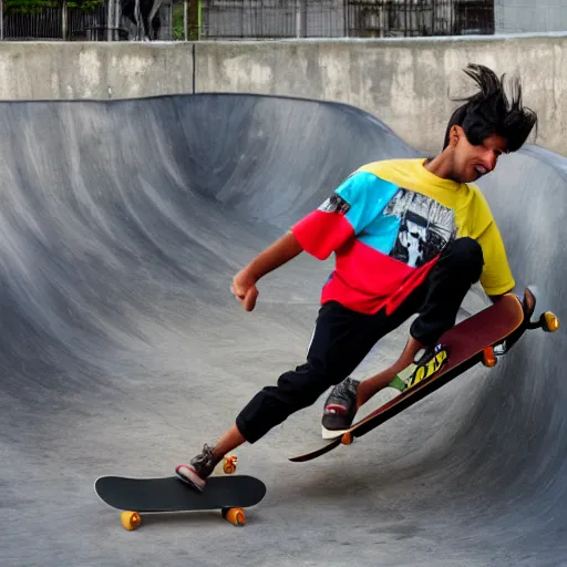 Image similar to hasbulla skateboarding