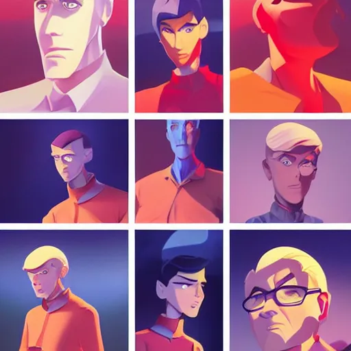 Image similar to face icon stylized minimalist the new adventures of johnny quest, loftis, cory behance hd by jesper ejsing, by rhads, makoto shinkai and lois van baarle, ilya kuvshinov, rossdraws global illumination