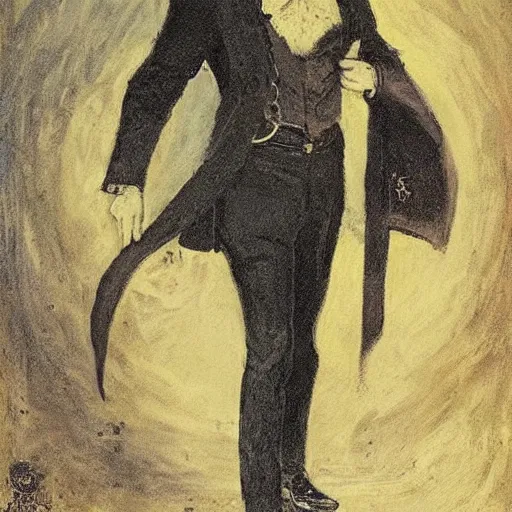 Prompt: occult detective by alfred stevens