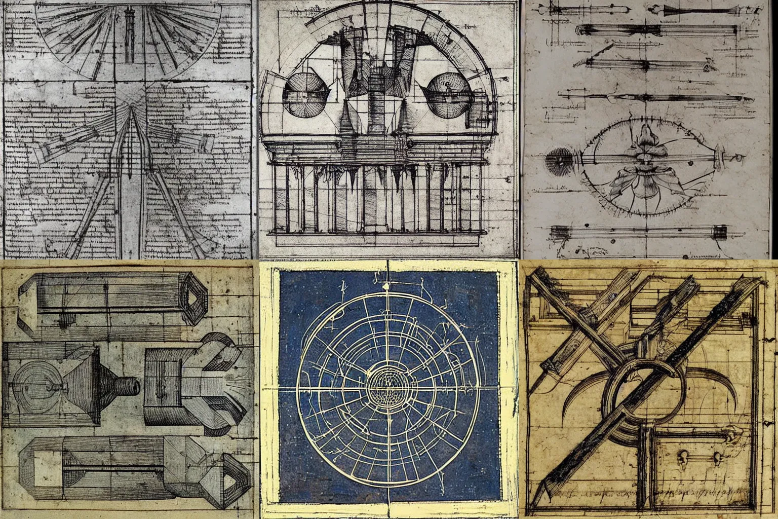 Prompt: blueprint of an ancient forbidden weapon by Leonardo da Vinci