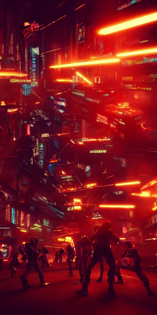 Prompt: epic highly detailed photo of gangs fight in cyberpunk night adult club, 3 5 mm, guns blasting, low angle, blade runner, akira, cinematic angle, cinematic lighting, reflections, action, battle