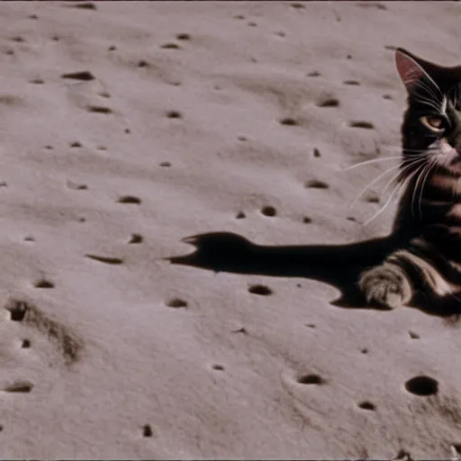 Prompt: a cat on the moon, cinematic, movie still