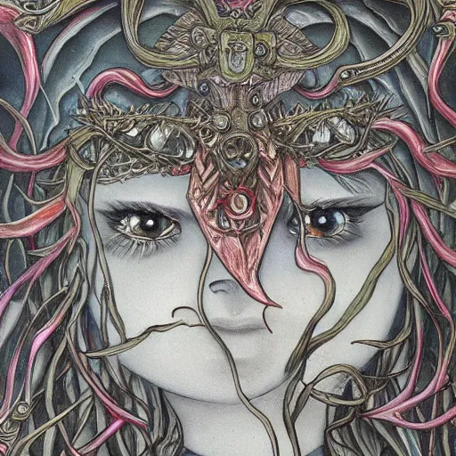 Image similar to the last sorrow, a intricate and detailed painting by necro