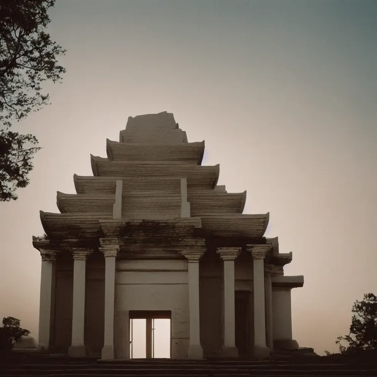 Image similar to temple, film photo, soft lighting album cover, nostalgia, gradient