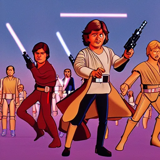 Image similar to star wars a new hope cartoon by mike judge, 4 k cinestill