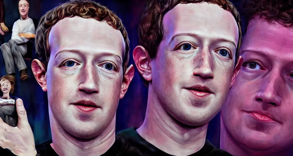 Image similar to horror portrait of mark zuckerberg inside a nightmare, terrifying, high detail, hyperreal