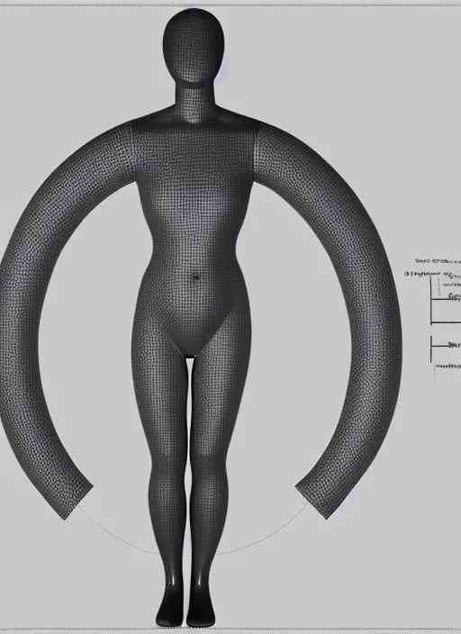 Image similar to toroidal mannequin diagram, cinematic render