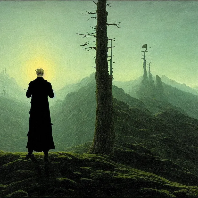 Prompt: the last signal of life, by Caspar David friedrich