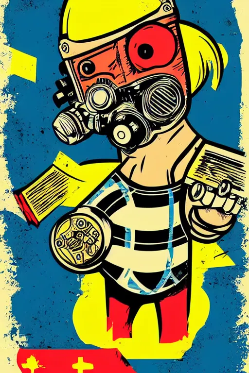 Image similar to fallout 7 6 retro futurist illustration art by butcher billy, sticker, colorful, illustration, highly detailed, simple, smooth and clean vector curves, no jagged lines, vector art, smooth andy warhol style