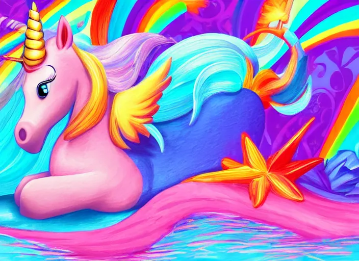 Image similar to unicorn relaxing, teed relaxing colorful, modern, disney, in style of pixar, highly detailed, sharp focus, digital painting