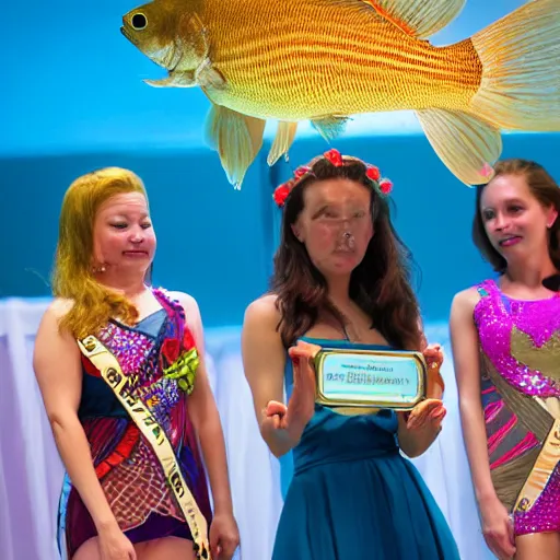 Image similar to a fish judging a beauty contest