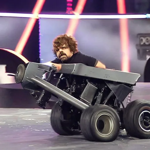 Prompt: Peter Dinklage competing in battlebots, 4K