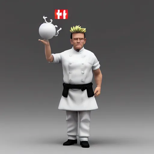 Image similar to plastic miniature cute little figurine of gordon ramsay, heroclix, blender, 8 k, octane render, unreal engine, redshift render, trending on artstation, highly detailed