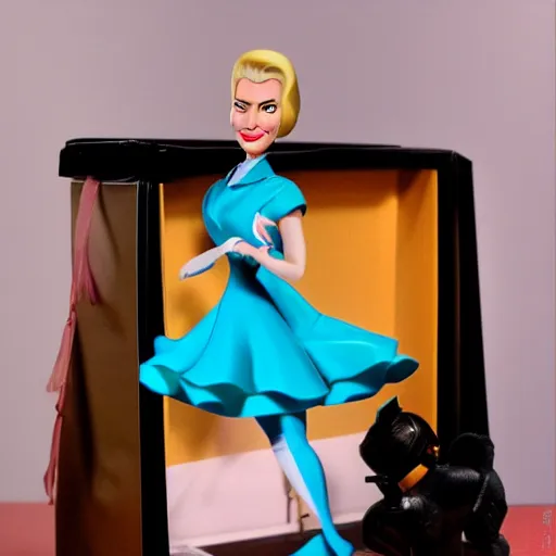 Image similar to individual grace kelly ( ( ( cosplay tex avery ) ) ), grace kelly, grace kelly, stop motion vinyl action figure, plastic, toy, very reflective, aaron horkey style