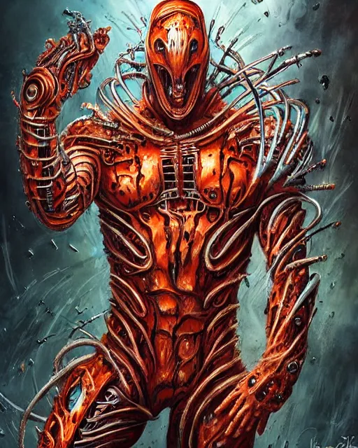 Image similar to bloody fleshmetal cyborg tiger, by antonio j. manzanedo, giger, alex grey, android jones, wayne barlowe, philippe druillet, raymond swanland, cyril rolando, josephine wall, harumi hironaka, trending on artstation