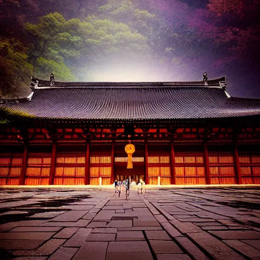 Image similar to todaiji japanese buddhist temple in nara, japan by anato finnstark, by alena aenami, by john harris, by ross tran, by wlop, by andreas rocha