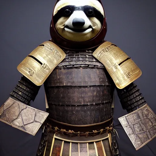 Image similar to anthropomorphic sloth in samurai armor