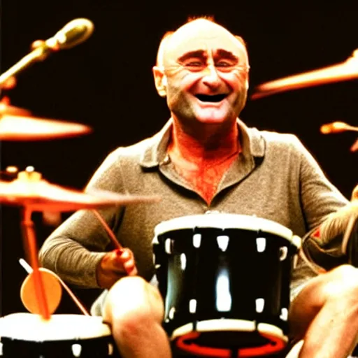 Image similar to !dream a beautiful photo of Phil Collins as a Muppet, playing drums,