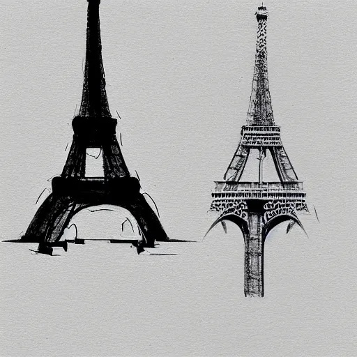 Image similar to rejected eiffel tower designs, paper sketch