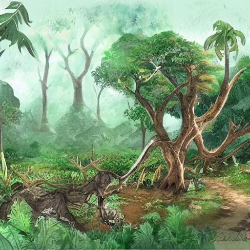 Prompt: a magical Malagasy forest, d&d concept art