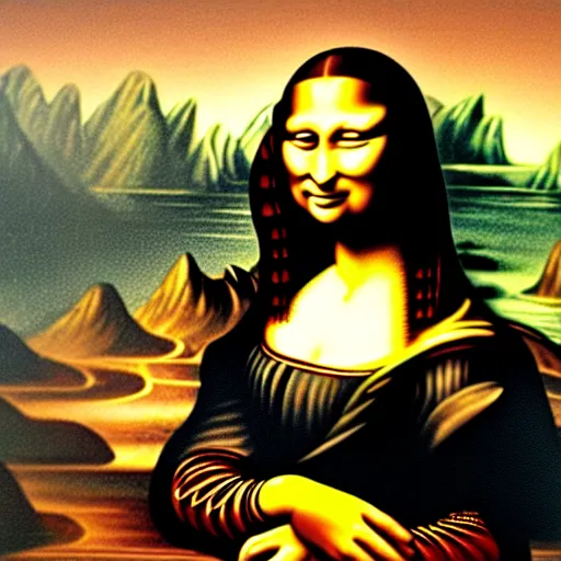 Image similar to cave art, cave painting of Mona Lisa