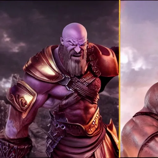 Prompt: kratos and thanos collab