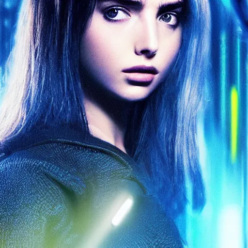 Image similar to giant hologram joi from blade runner 2 0 4 9 played by ana de armas, neo noire