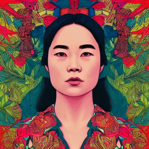 Prompt: portrait of mitski, an ultrafine detailed illustration by james jean, intricate linework, bright colors, final fantasy, behance contest winner, vanitas, angular, altermodern, unreal engine 5 highly rendered, global illumination, radiant light, detailed and intricate environment