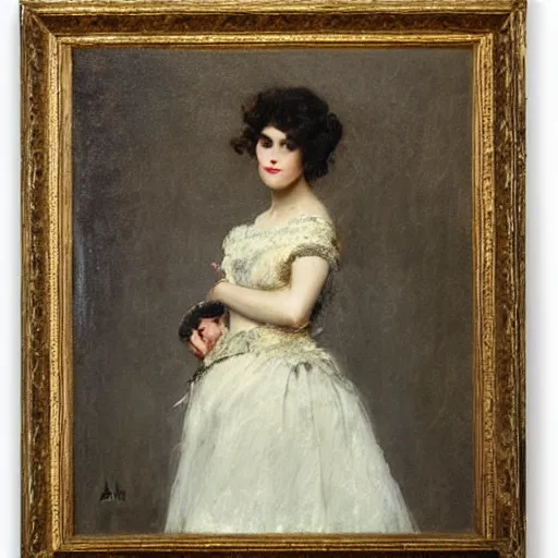 Image similar to a young woman at the ball by alfred stevens
