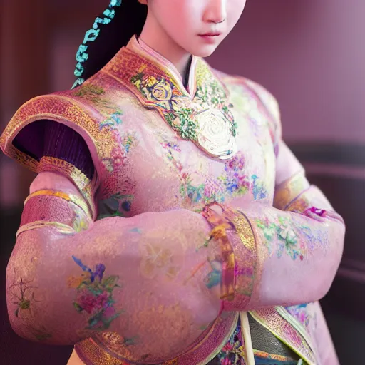 Image similar to young chinese princess with traditional clothes, medium shot, intricate details, octane, unreal engine, ultra - realism, photorealism, photorealistic, 4 k, 8 k, 1 6 k