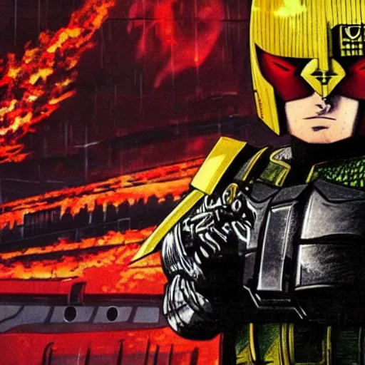 Image similar to amazing anime screenshot of Judge Dredd