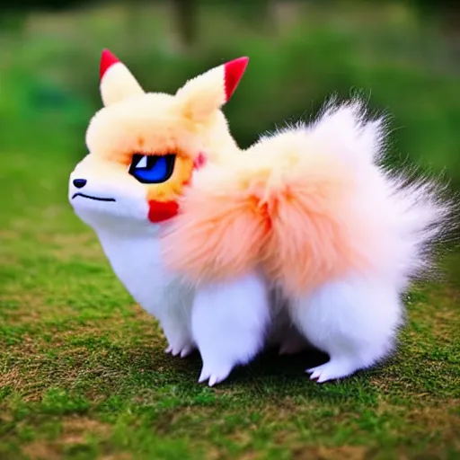 Image similar to real life Pokemon, cute!!!, fluffy!!!, ultra realistic!!!, golden hour, sharp focus