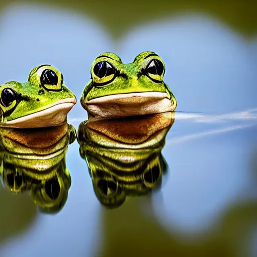 Image similar to two frogs sitting next to each other, national geographic photo