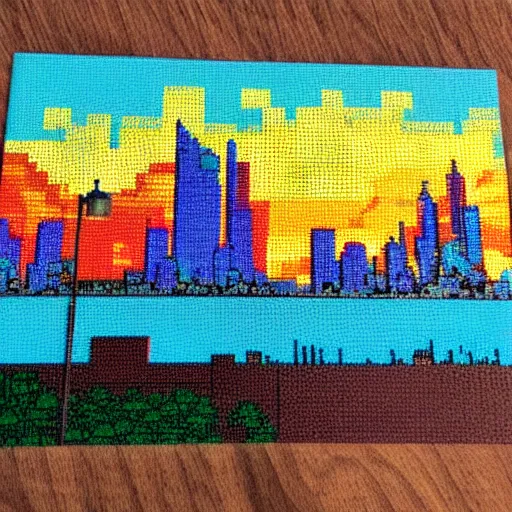 Prompt: city sunset, pixelart