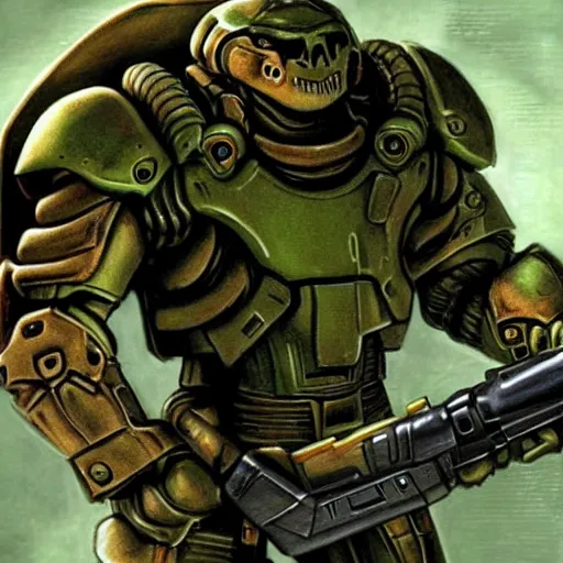 Prompt: doomguy from doom 3