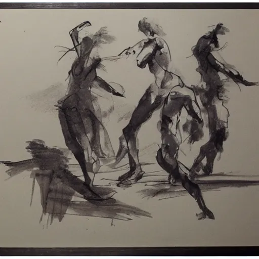 Image similar to ink water wash gesture drawing by an old master