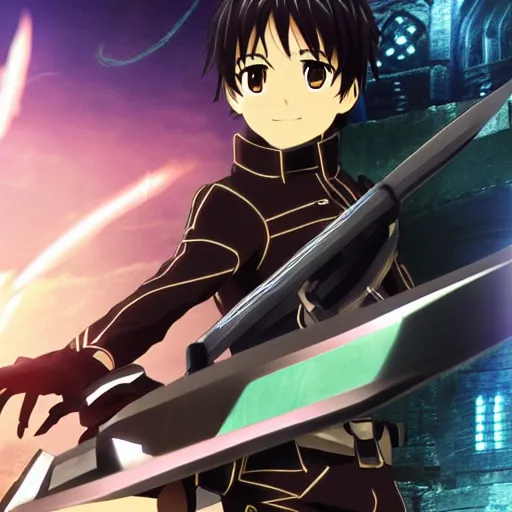 Image similar to Remi Malek as Kirito in Sword Art Online Movie Adaptation