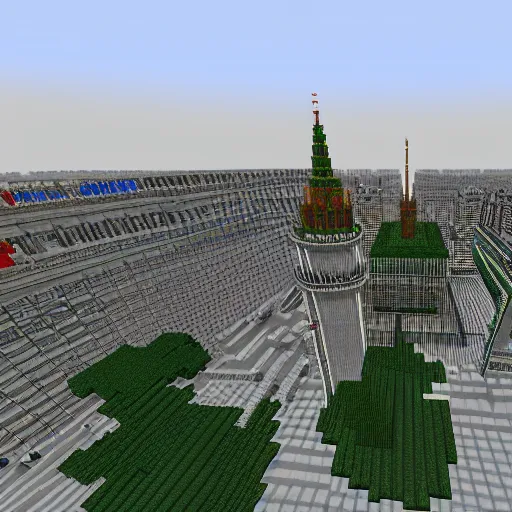 Image similar to moscow in minecraft, raytracing shaders