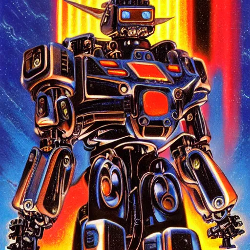 Image similar to portrait of a mecha robot, symmetrical, movie poster art by drew struzan,