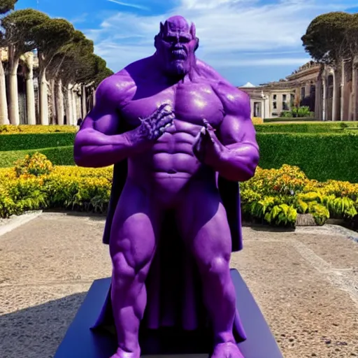 Prompt: a vacation photo of thanos visiting the vatican