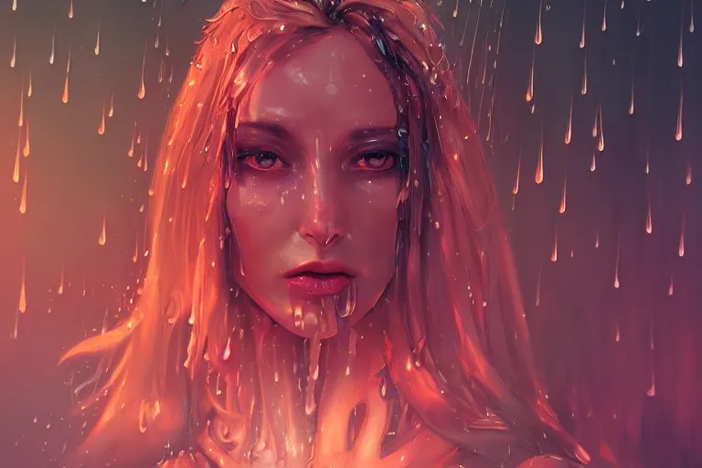 Image similar to a portrait of witch melting in water, rainy background, bright art masterpiece artstation. 8 k, sharp high quality artwork in style of jose daniel cabrera pena, concept art by tooth wu, fanart
