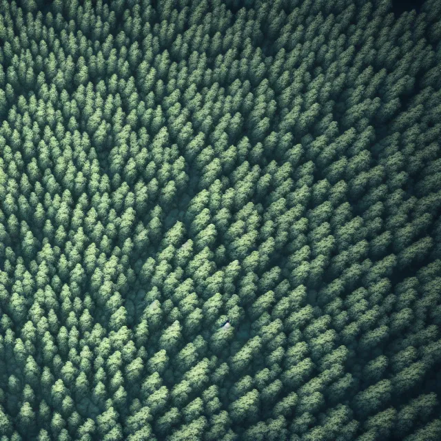 Image similar to looking down a mountain at a forest of hammerhead sharks, sharp focus, octane render