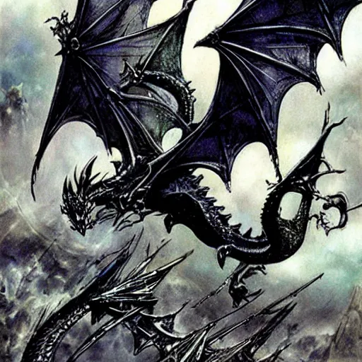 Prompt: dragon winglings, Louis Royo