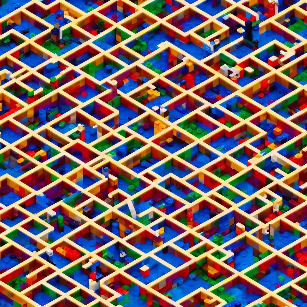 Image similar to wimmelbilder maze made of lego, isometric, octane render, desert landscape, unreal engine