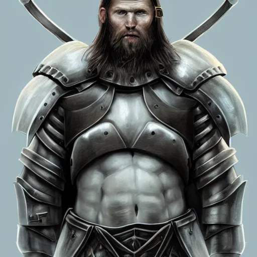 Image similar to portrait of solemn, ice-pale undead viking warrior with black veins and brutalist plate armor with art deco knotwork, elegant, intricate, head and upper body portrait, D&D, fantasy, highly detailed, digital painting, artstation, concept art, sharp focus, illustration, art by artgerm and brom and bezsinski and greg rutkowski and alphonse mucha